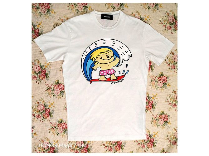 T-shirt de algodão branco Dsquared2 com gráfico Surfer - vista 7