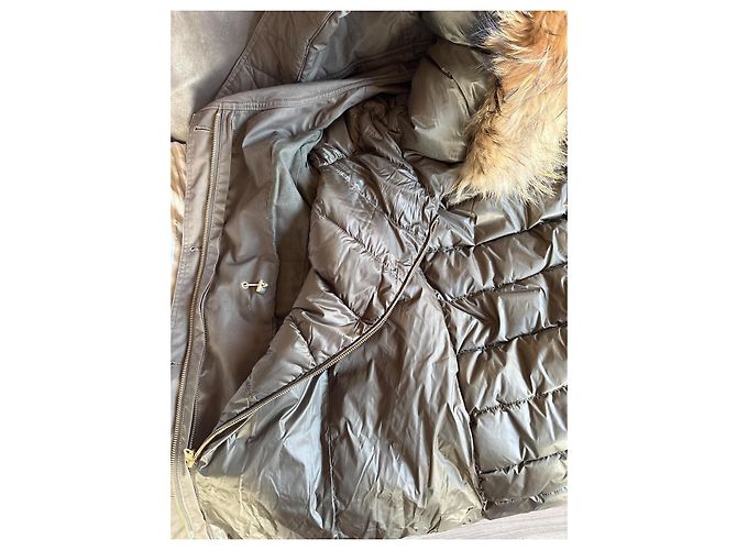 Woolrich parka cáqui em algodão e pele - vista 3