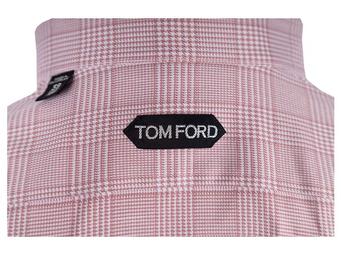 Camicia Tom Ford Rossa Pied de Poule in Cotone - vista 3