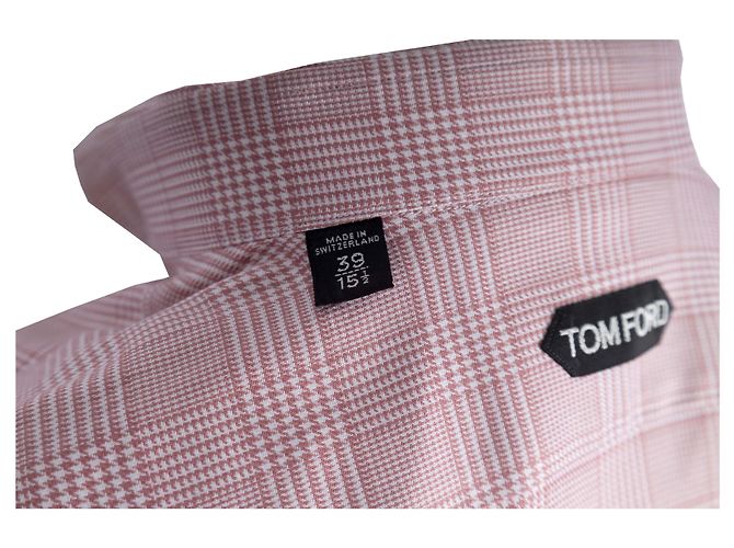 Camicia Tom Ford Rossa Pied de Poule in Cotone - vista 7