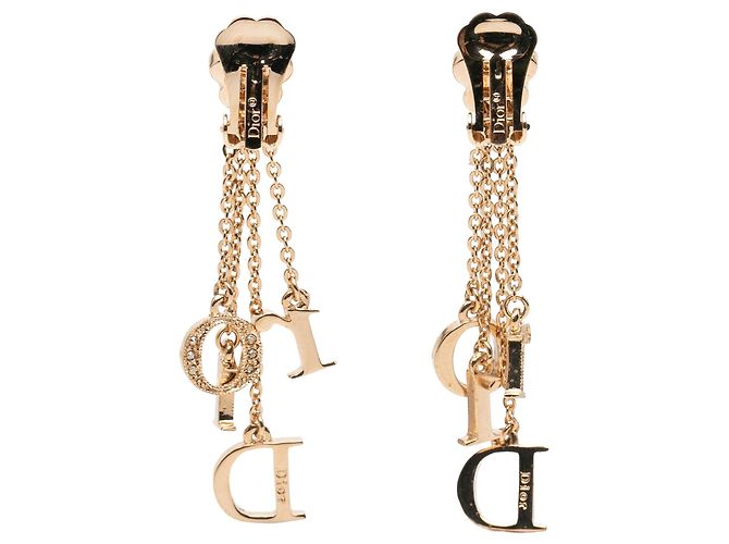 Orecchini a clip Dior placcati in oro con logo fiore strass - vista 2