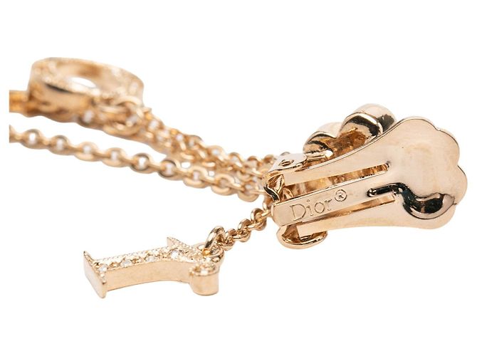 Orecchini a clip Dior placcati in oro con logo fiore strass - vista 3