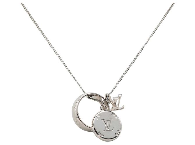 Louis Vuitton Monogram Anhänger Halskette aus Silber - Ansicht 2