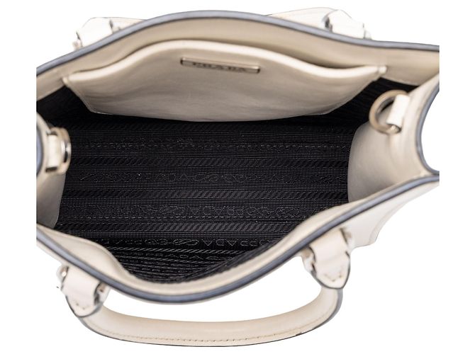 Borsa Prada Mini Soft Calf Logo Drill bianca - vista 4