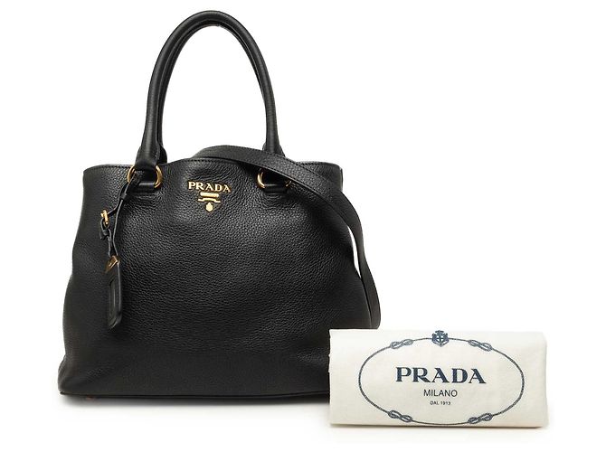 Borsa Tote Convertibile Aperta Prada Vitello Daino Nera - vista 7