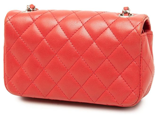 Bolso bandolera Chanel Classic Single Flap Extra Mini Rectangular de piel de cordero rojo - vista 2
