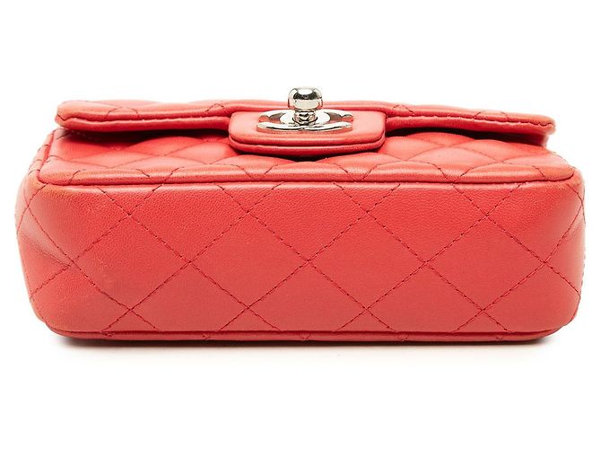 Bolso bandolera Chanel Classic Single Flap Extra Mini Rectangular de piel de cordero rojo - vista 3