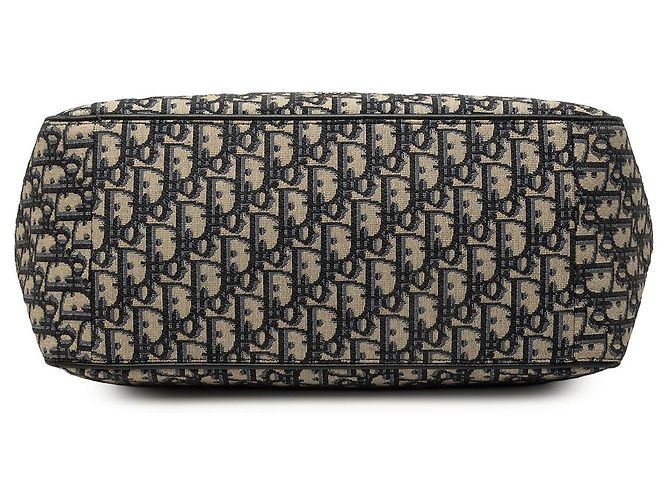 Borsa Tote Saddle in tela Dior Oblique blu - vista 3