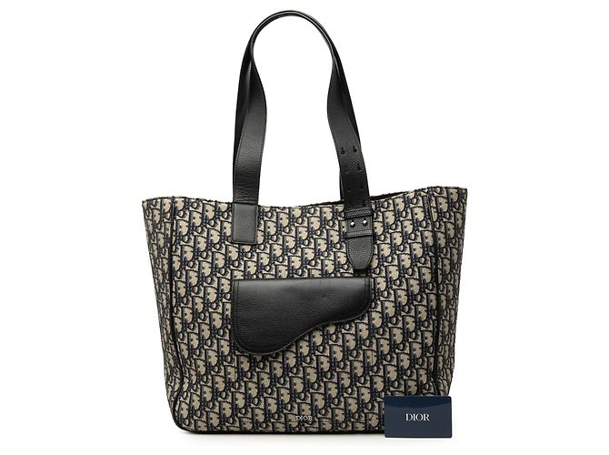 Borsa Tote Saddle in tela Dior Oblique blu - vista 7