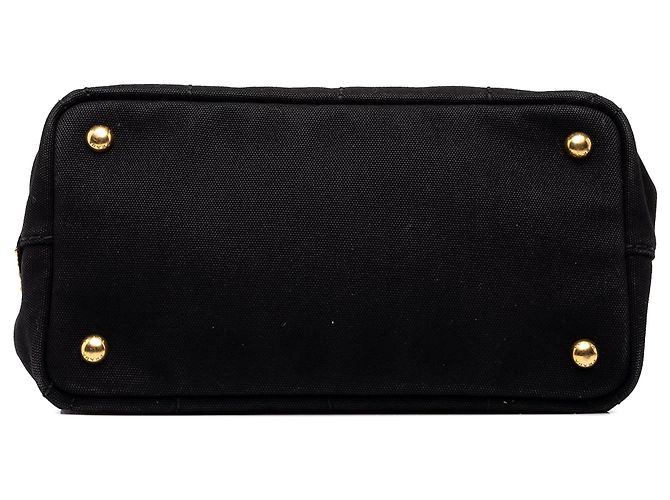 Borsa Tote Satchel Prada Small Canvas Canapa Logo Nera - vista 3