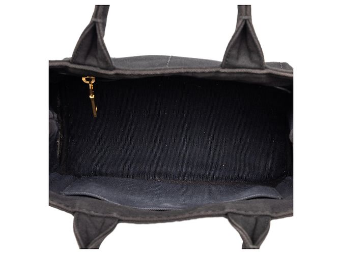 Borsa Tote Satchel Prada Small Canvas Canapa Logo Nera - vista 4