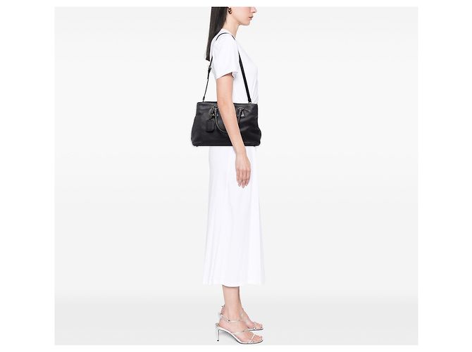 Borsa Tote Convertibile Aperta Prada Vitello Daino Nero - vista 6