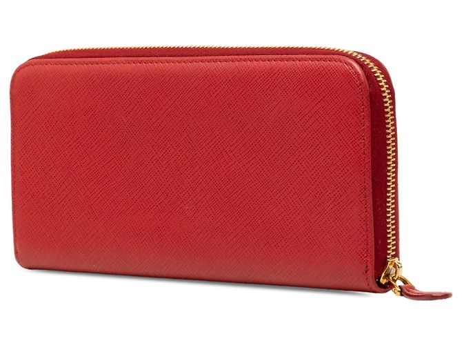 Cartera larga Prada Saffiano roja con cremallera - vista 2