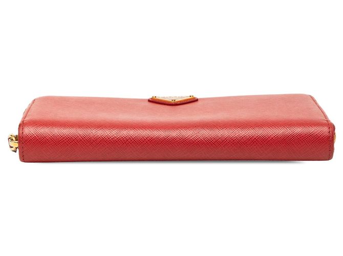 Cartera larga Prada Saffiano roja con cremallera - vista 3