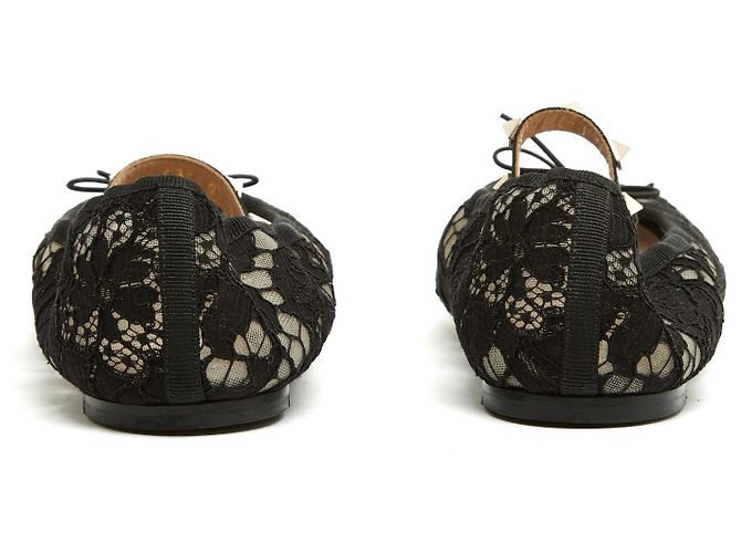 Valentino Rockstud Babies Bailarinas de Encaje Negro - vista 4