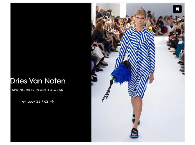Dries Van Noten Abito Midi a Righe Blu e Bianche Primavera 2019 - vista 2