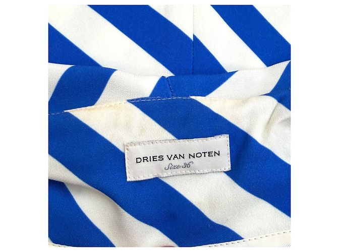 Dries Van Noten Abito Midi a Righe Blu e Bianche Primavera 2019 - vista 7