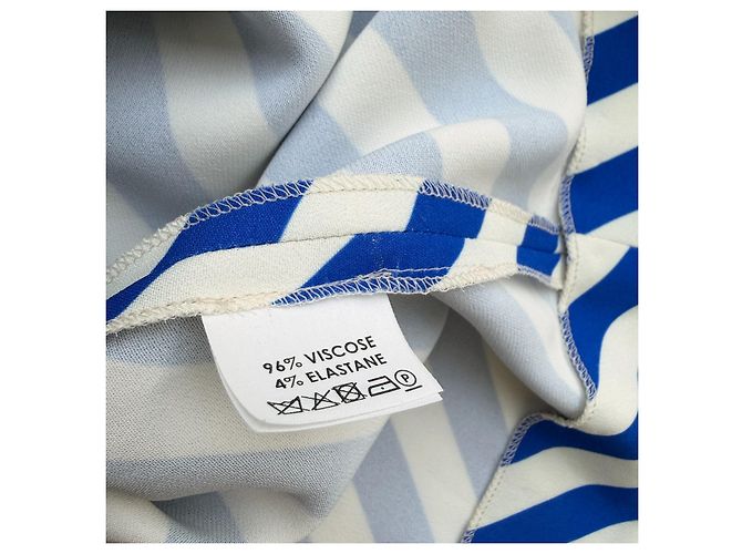 Dries Van Noten Abito Midi a Righe Blu e Bianche Primavera 2019 - vista 9