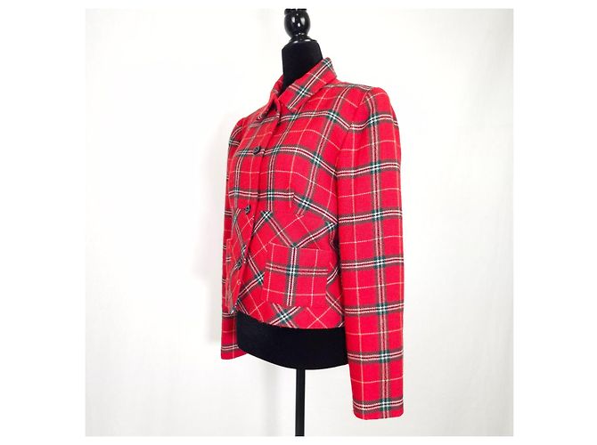 Chantal Thomass 1990s Red Plaid Wool Jacket - view 3