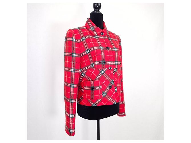Chantal Thomass 1990s Red Plaid Wool Jacket - view 4