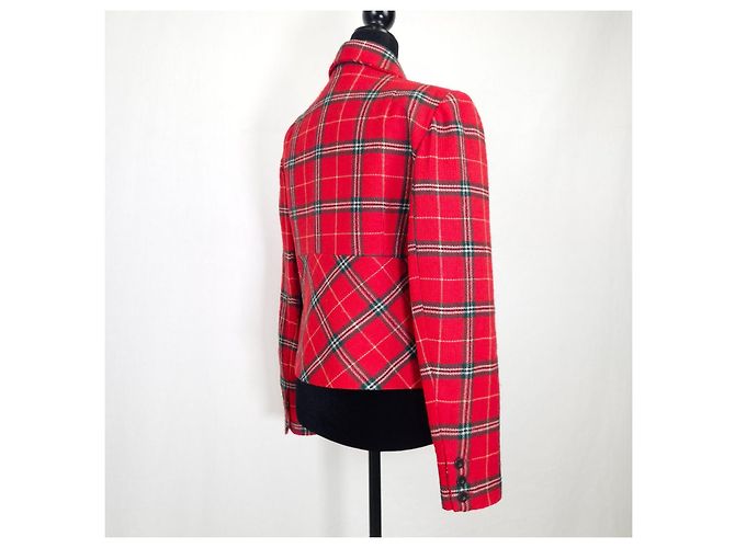 Chantal Thomass 1990s Red Plaid Wool Jacket - view 5