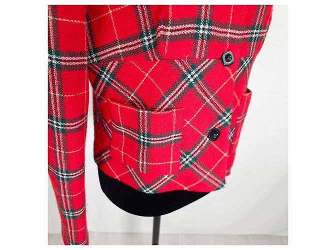 Chantal Thomass 1990s Red Plaid Wool Jacket - view 7