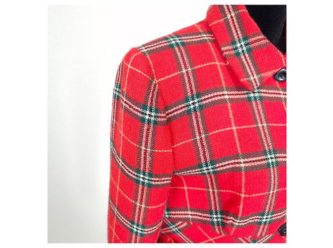 Chantal Thomass 1990s Red Plaid Wool Jacket - view 9