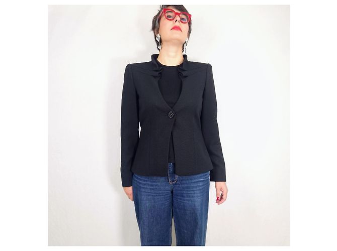 Giorgio Armani Wolljacke mit Rüschenkragen - Ansicht 5