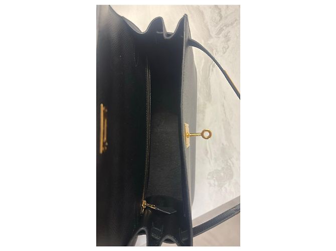Hermès Kelly 28 Sellier Pelle Epsom Nera - vista 4