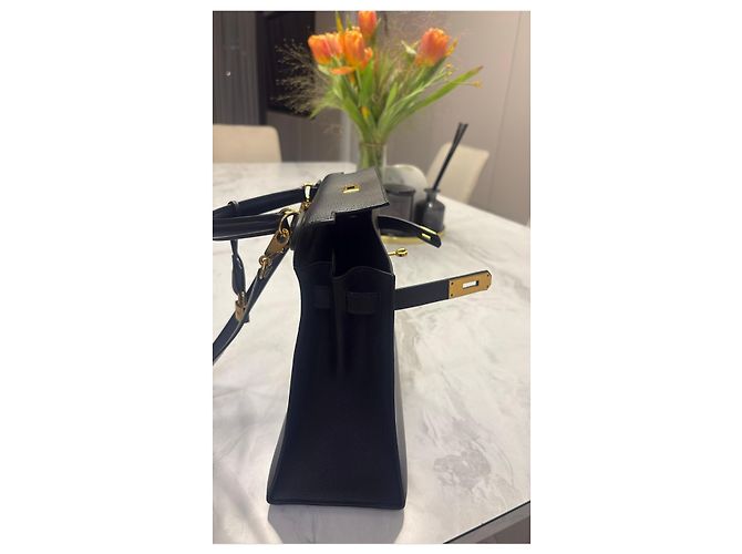Hermès Kelly 28 Sellier Pelle Epsom Nera - vista 5