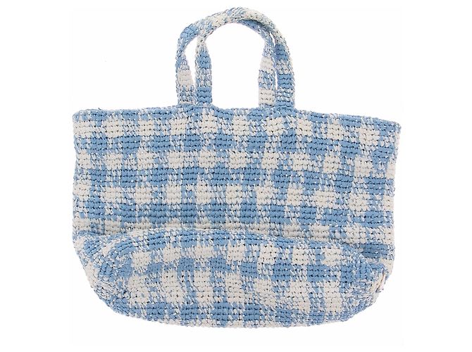 Prada Borsa tote blu e bianca - vista 2