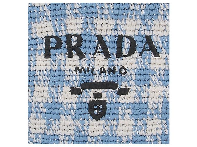 Prada Borsa tote blu e bianca - vista 3