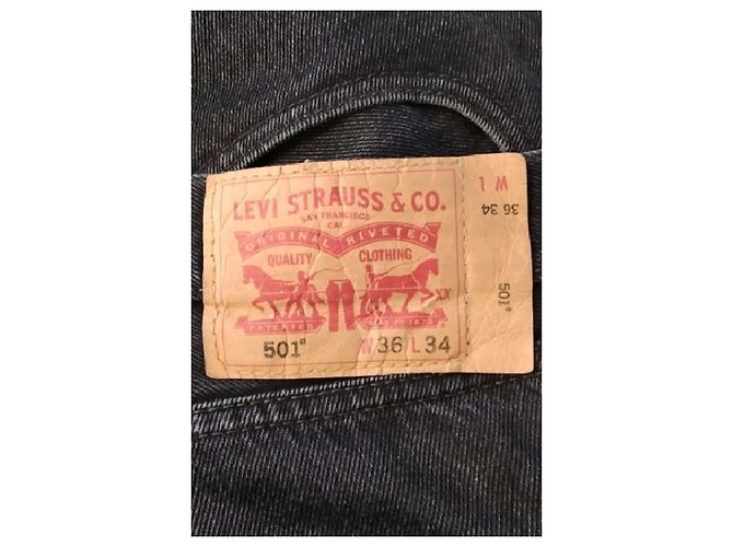 Jeans Levi's pretos de algodão de perna reta - vista 5