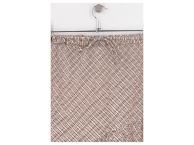 Autre Marque Falda larga de cuadros Damson Madder de algodón beige - vista 3
