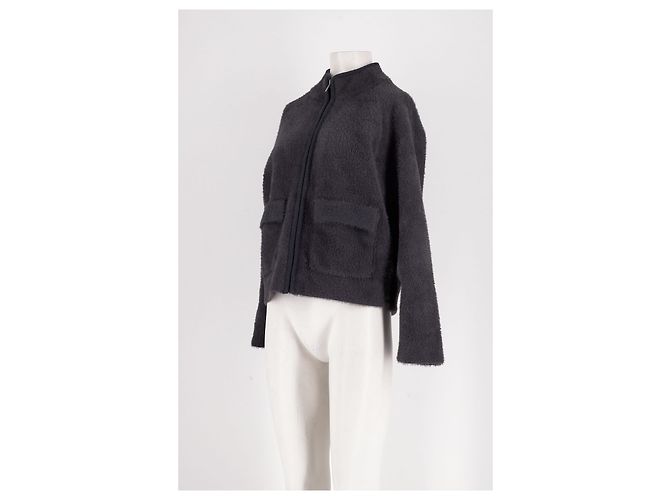 Gerard Darel Graue Cropped Jacke mit Reißverschluss - Ansicht 4