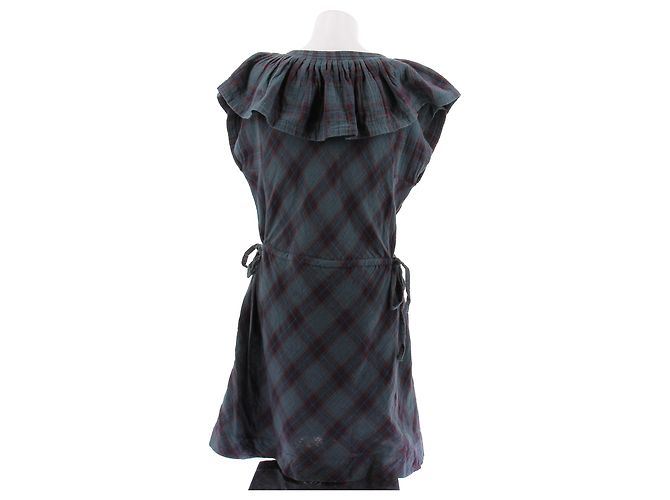 Vestido de algodón Isabel Marant Etoile con estampado tartan verde - vista 2