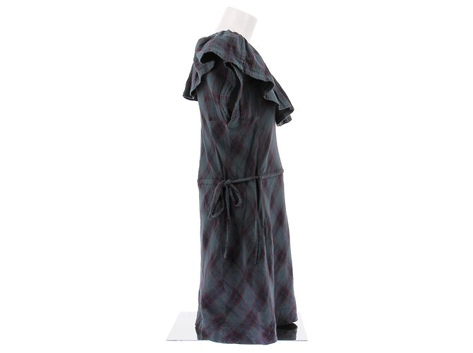 Vestido de algodón Isabel Marant Etoile con estampado tartan verde - vista 3