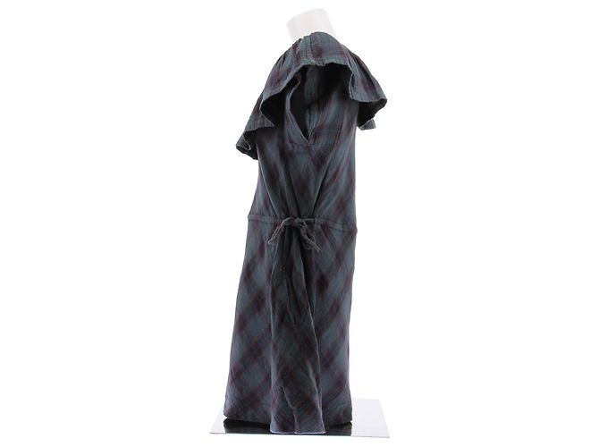 Vestido de algodón Isabel Marant Etoile con estampado tartan verde - vista 4