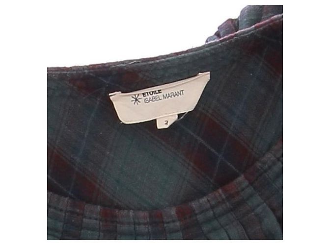 Vestido de algodón Isabel Marant Etoile con estampado tartan verde - vista 5