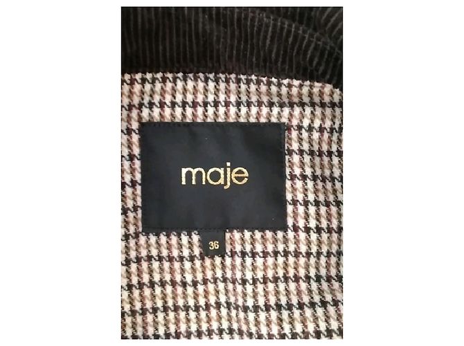 Chaqueta marrón Maje con cuello de pana - vista 7