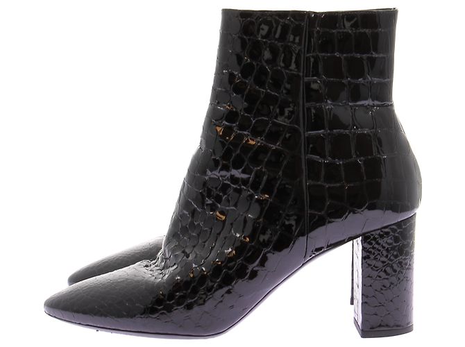 Autre Marque Botines de cuero gofrado efecto cocodrilo negro - vista 2