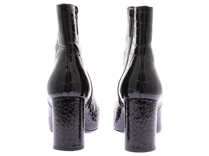 Autre Marque Botines de cuero gofrado efecto cocodrilo negro - vista 4