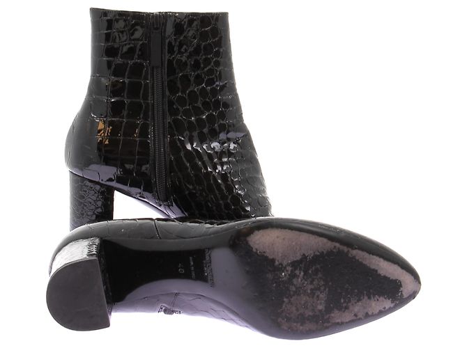 Autre Marque Botines de cuero gofrado efecto cocodrilo negro - vista 5