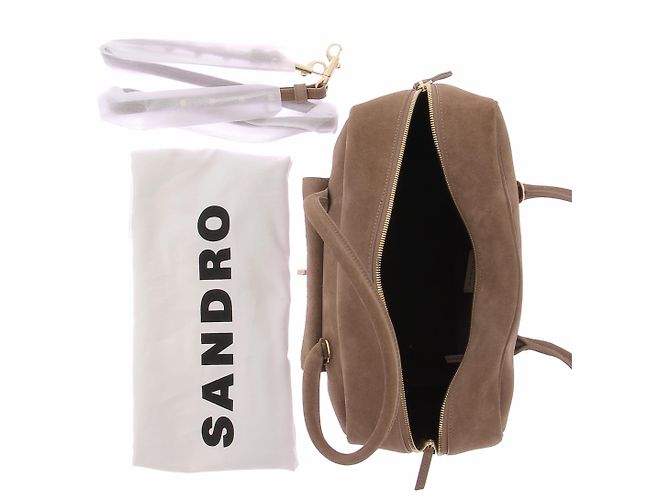 Borsa a mano Sandro EZMEH in camoscio marrone - vista 7