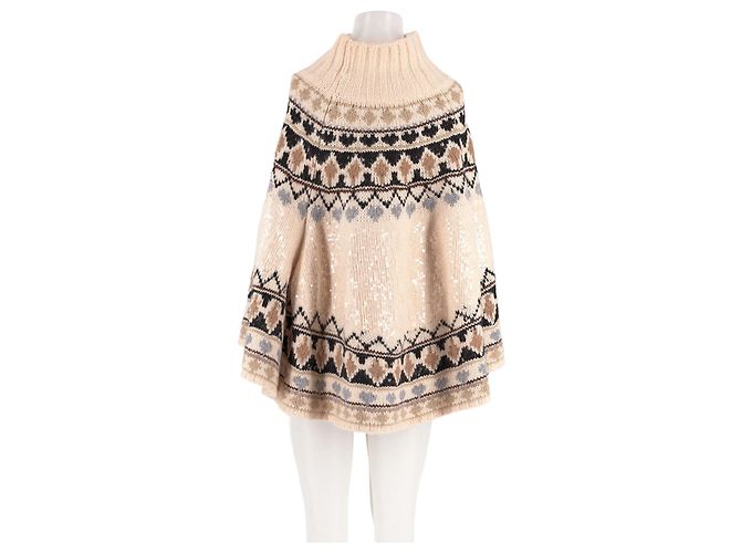Autre Marque Beiger Wollponcho - Ansicht 2