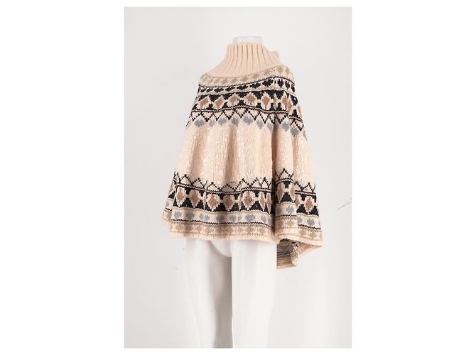 Autre Marque Beiger Wollponcho - Ansicht 4