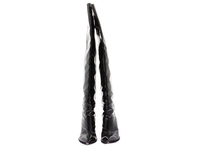 Off White Botas mosqueteras de vinilo negro "For Walking" - vista 3