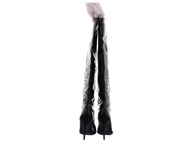 Off White Botas mosqueteras de vinilo negro "For Walking" - vista 6