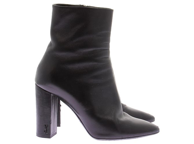 Autre Marque Botines de cuero negros - vista 3