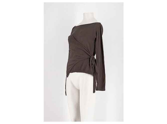 Autre Marque DAMSON MADDER Brauner Baumwollpullover Bardot Ausschnitt - Ansicht 4